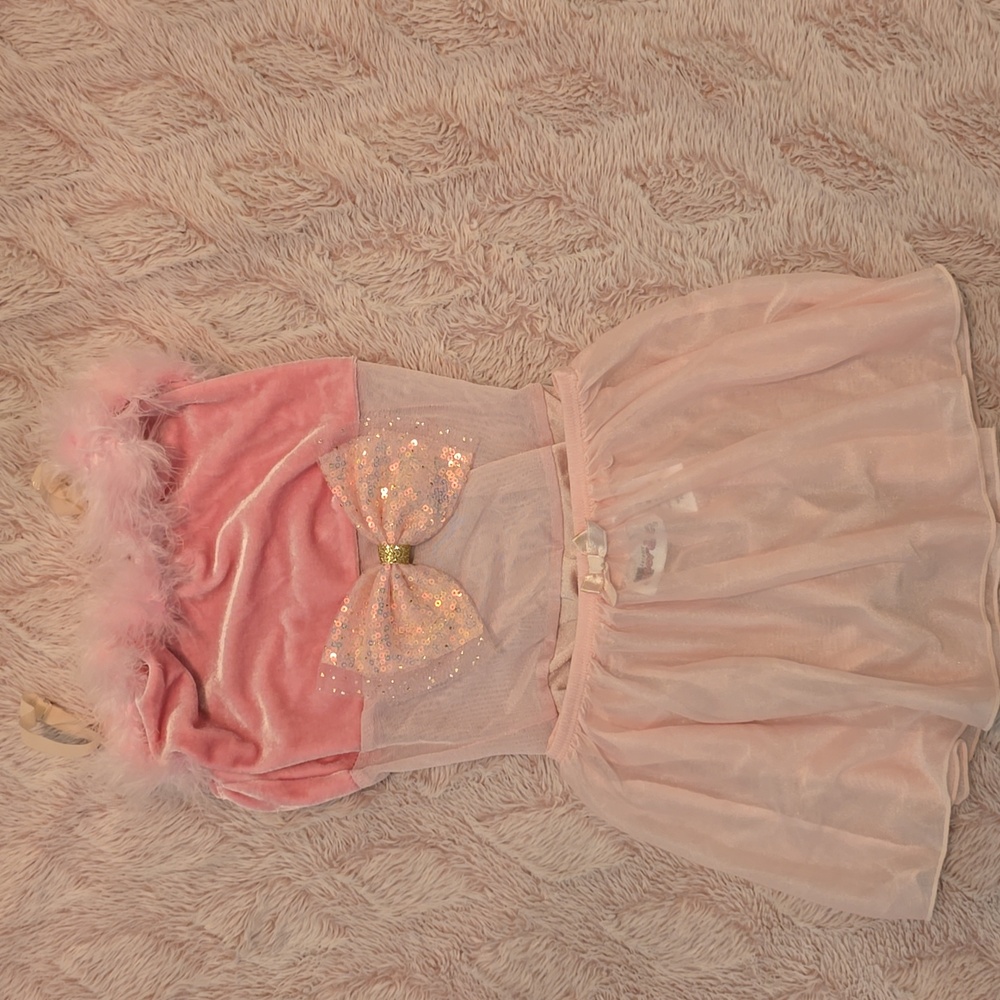 Pink Tulle Dress with Glitter Bow